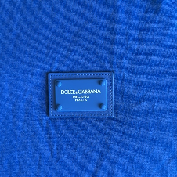 Dolce & Gabbana Blue Logo Plate Crewneck Cotton T-Shirt Size 52 - Picture 3 of 6
